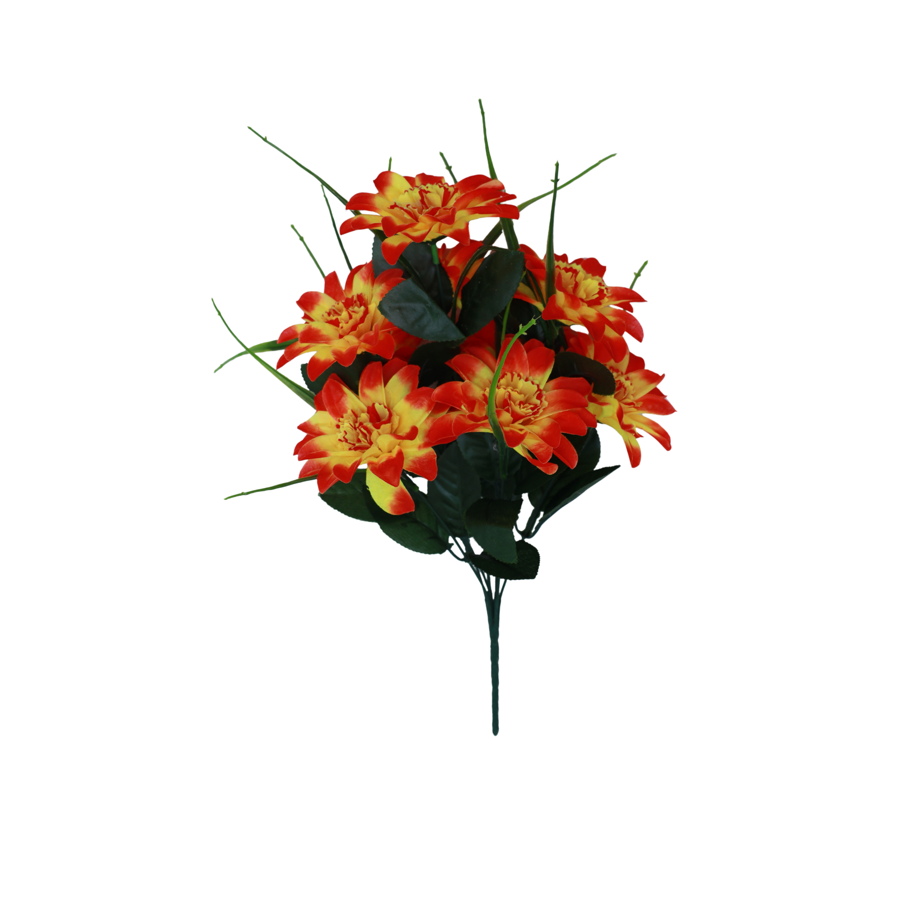Artificial Dahlia Flower Bunches with Green Leaves | Decorative Floral Stems for Vase, Home, Living Room, Bedroom, Office, Hotel, Wedding & Festival Decoration